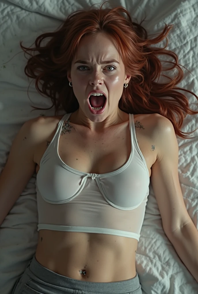 scared, ((legs up)), mouth open, cum in mouth, bukakke, ((((being raped)))), viewer penis deep inside her, missionary pose, screaming, pain, very young slutty Hermione Granger wearing sexy howarts uniform getting fucked hard, penis deep inside her vagina, showing wet pussy, (((creampie))), garter belt, leather choker, leashed, laying on bed with legs wide open, about to have sex, ((showing panties)), teen, angry face looking at viewer, hate face, (legs open), viewed from above, her body covered in thick white semen, sweaty, knees spread apart, legs spread, handcuffed with hands bounded tight above head, full image body, (((upskirt))), ((hands above head, handcuffs)), ((upskirt)), legs raised, ((handcuffed in the headboard)), tight body, ((cameltoe)), (((sexual pose))), white goo dripping down her mouth and body, (((getting fucked deep in the vagina))), creampie