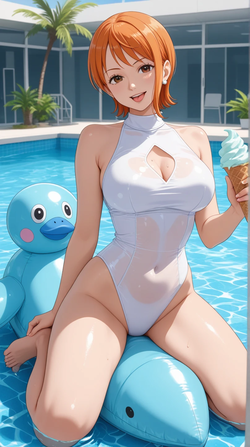 princess daisy, nude, big breasts, covered in cum, from above, in water,