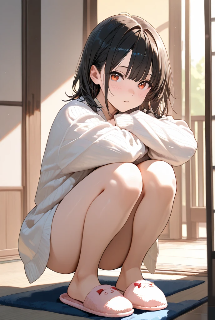 High resolution、4K quality、Highest quality、younger sister、Lolita、Sexual excitement face、Observed Perspective、Sit on a chair、Spread your legs wide、Secret masturbation、My brother is looking into my room.、pantiesが床に落ちている、白のコットンpanties、panties、used underwear、stain on crotch、Scattered underwear、panties単体、Laundry basket、strip、Underwear is scattered、Underwear is scattered、床一面たくさんのpanties、Very small room、Undressing scene、Browsing Caution