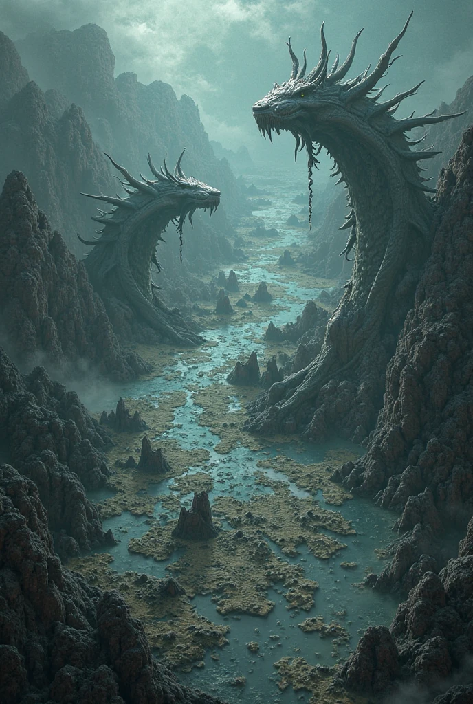 A dark cursed lake full of demons