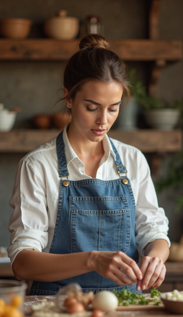 D4phneFrenchTI,(overalls,,deli:1.2),hands behind head,style by Dan Winters,RAW photography,film grain,photo taken with a Bolex H16,RAW,color graded portra 400 film,remarkable color,realistic dull skin noise,analog style,highest quality,skin pores,sharp focus,dappled lighting,film grain,photographed on a Sony A7R IV,18mm F/1.7 cine lens