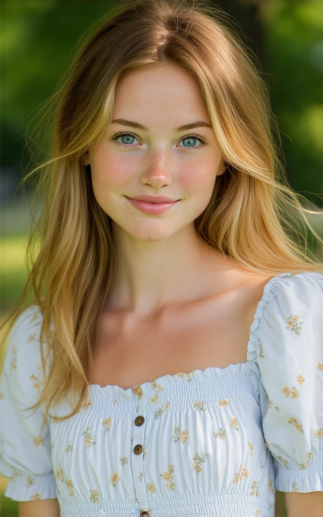 detailed beautiful girl, 1girl, girl with long flowing blonde hair, beautiful blue eyes, delicate facial features, soft smile, wearing a white country-style sundress, in a field of wildflowers, sunlight streaming through, natural lighting, vibrant colors, serene countryside landscape, rolling green hills, blue sky with fluffy white clouds, birds flying in the distance, (best quality,4k,8k,highres,masterpiece:1.2),ultra-detailed,(realistic,photorealistic,photo-realistic:1.37),highly detailed facial features,extremely detailed skin texture,dynamic composition,intricate details,natural environment,dramatic lighting,vivid colors,pastoral,soft focus,depth of field,cinematic,ethereal atmosphere