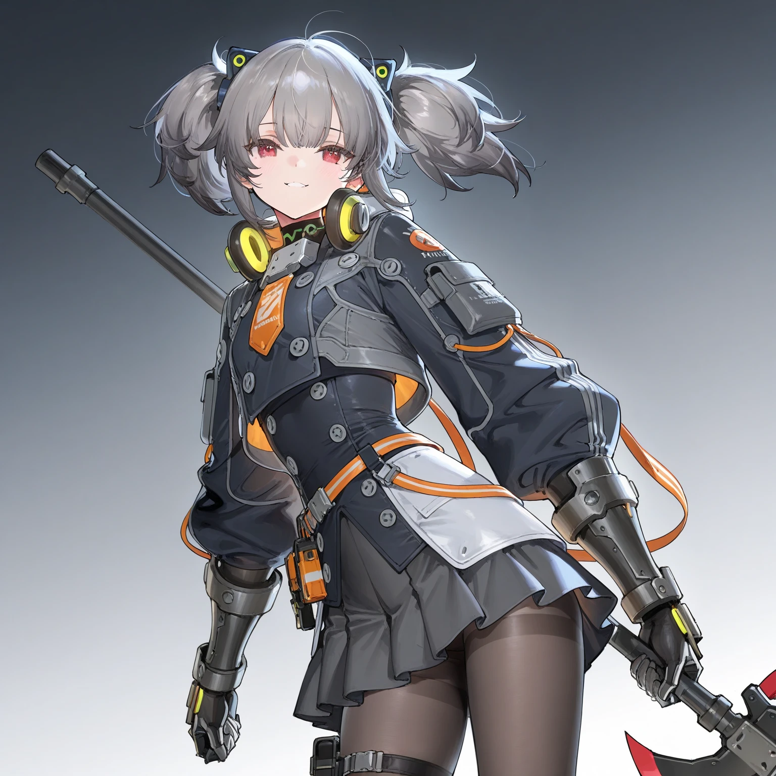 Masterpiece: 1.6, Best Quality: 1.4, Live Image: 1.2, intricate details: 1.2, Graphicsournerv2: 1.2, 1 girl, Very beautiful and cute, Cyber Apparel, A bunch of details, Large thighs, little chest, anime character design(Single background, whitebackground: 1.3), multiple views, Multiple images of the same character in the same outfit: 1.3.