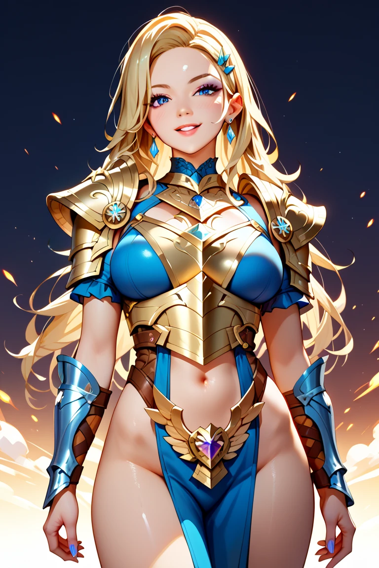 Elizabeth Banks como a personagem de desenho animado SHE RA,Armadura Dourada,espada,Terra de Eternia,