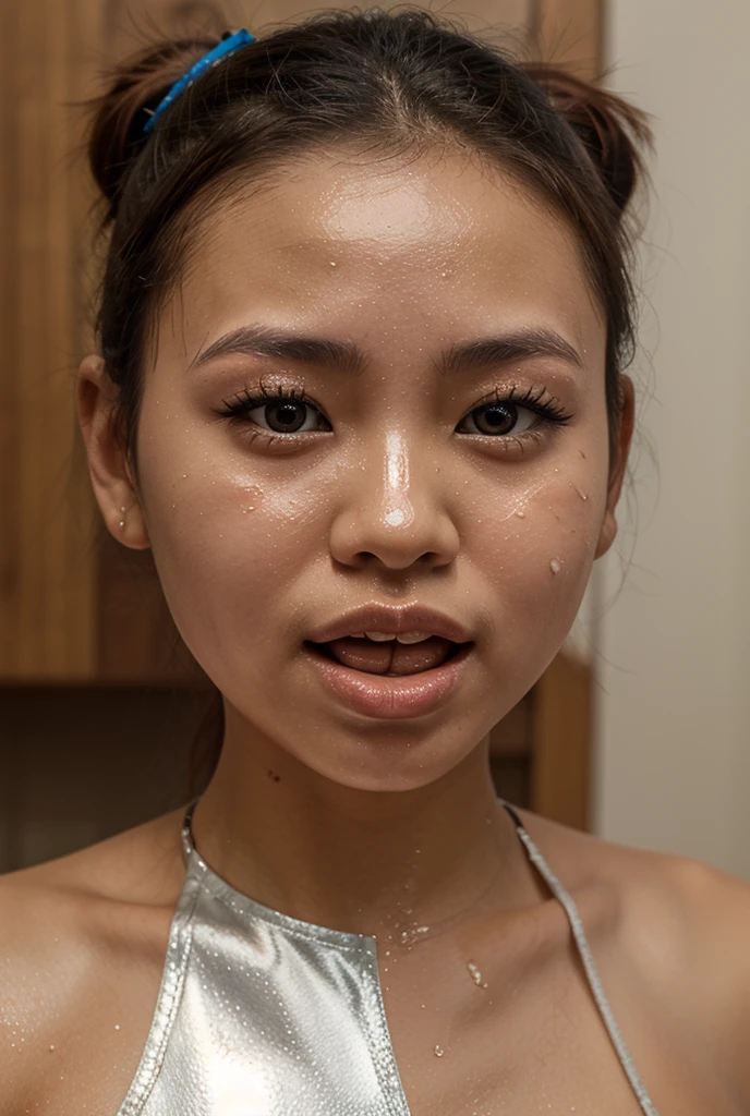 cinematic photo Asian woman, looking at camera, restaurant, selfie <lora:synthetic-cum-v1:1> belly, facial . 35mm photograph, film, bokeh, professional, 4k, highly detailed