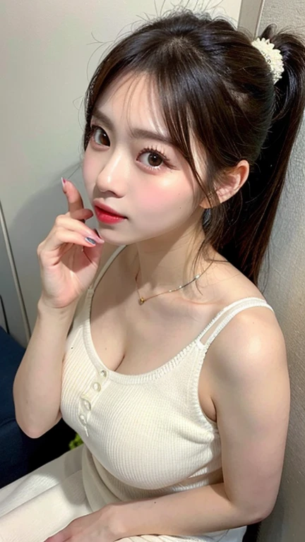 super high quality, Fashion Model, Slenderのネックレス, Slender, The staff is working at the counter in the back., (8k、RAW Photos、Highest quality、masterpiece:1.2), Stylish café, Fashion magazine photoshoot, (Realistic、Photorealistic:1.37), Beautiful Face , Mesh Hair, Urban Cafe, Golden Ratio, Raw photo, Small breasts, Bright cafe interior, Blurred Background, Summer clothes, Beauty, Cafe Terrace, Open Cafe, Photographed inside the cafe, 20-year-old, Hair blowing in the wind, Neat clothes, ponytail, Cool older sister, Stylish clothes,