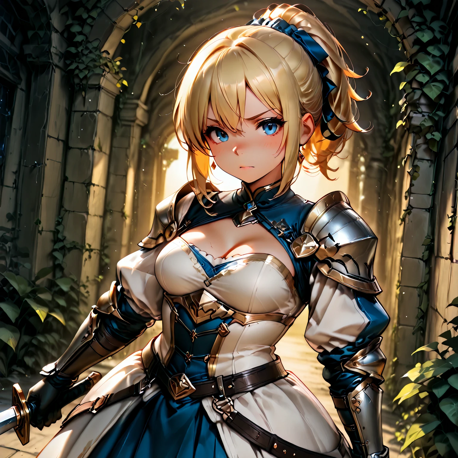 (((Armor and sword of Joan of Arc:1.3))),(((Ancient Western Landscapes:1,3))),(((Armed Girls in Europe:1.3))),(((Enhance your movements with a sword with a motion blur effect:1.3))),(beautiful a girl),Red pleated skirt,breast slip,(blondehair,Ponytail twisted buns adorned with elaborate braids and beads,Fishbone Hair Settings(Setup Fishbone Hair),),(Bangs are see-through bangs),(((emphasizing breasts:1.3))),(Dynamic angles),(Dynamic and sexy poses),(bending forward:1.3),(((Dignified statue))),(((hair pin,a necklace,piercings))),Colossal tits,Blush with embarrassment,Enraptured eyes,skin glistening with sweat,gazing at viewer,Disturbance of clothing due to movement,pointed red mouth,Perfect round face,,Proper body proportion,Intricate details,Very delicate and beautiful hair,photos realistic,Dreamy,Professional Movie Lighting,realistic shadow,Solo Focus,Beautiful hands,Beautiful fingers,Detailed finger features,detailed clothes features,Detailed hair features,detailed facial features,(masutepiece,top-quality,Ultra-high resolution output image,) ,(The 8k quality,),(Image Mode Ultra HD,)