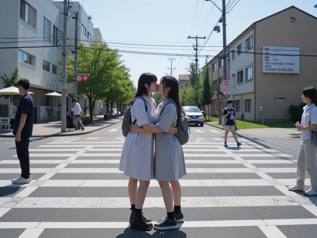 (in 8K、Raw photography、top-quality、masterpiece:1.2)、ultra-detailliert、Live-action girl、Beautiful sunset residential area after school、Scene of returning home、Raw video、