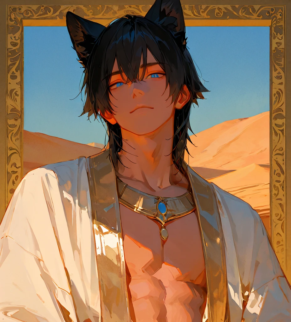 Primitive tribal teenager,nude,Animal skin skirt,male,the only person,handsome