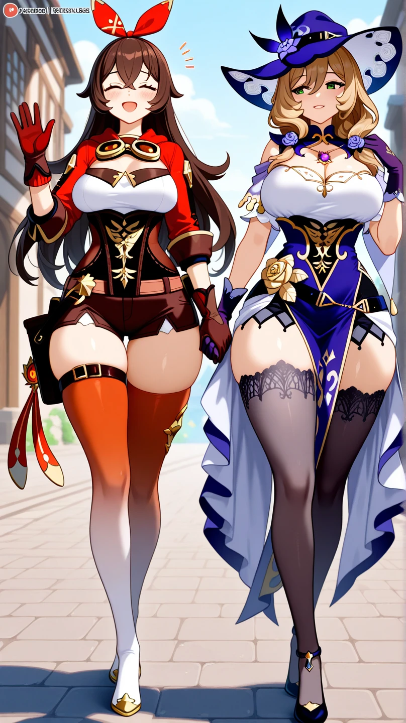 (Masterpiece, plain background:1.2) white short bob hair and skin, purple eyes, thin legs, thin body, leather corset and leather collar choker with golden neck bell, shackles wristbands bracers bracelets sleeves, bikini maid outfit, 1MILFWOMAN BIMBO full body standing symmetrical with both hands on hips, wide hips, view from below