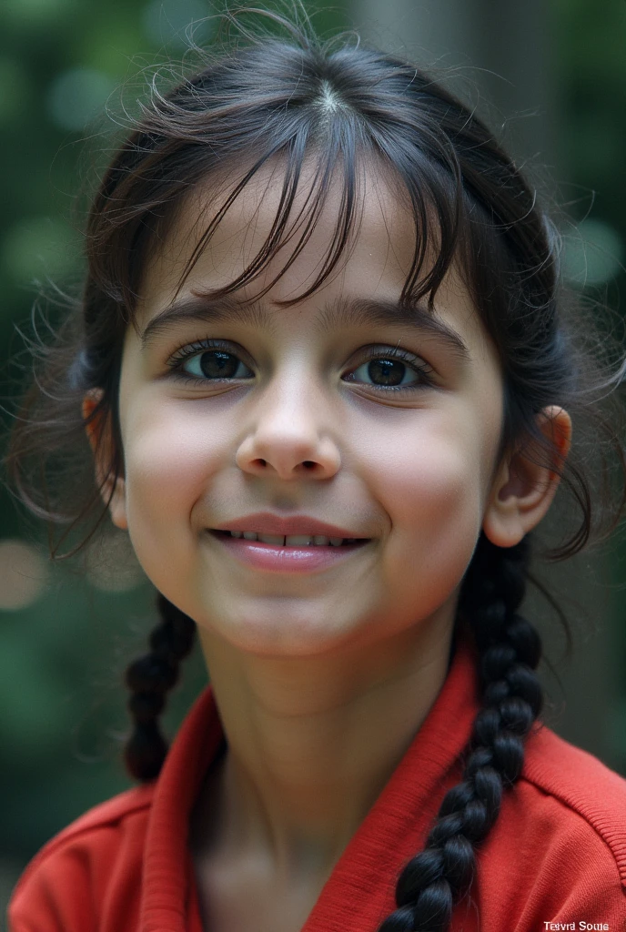 Make a baby girl, 4 years old, face is looking camera. She is in front of Class in School
