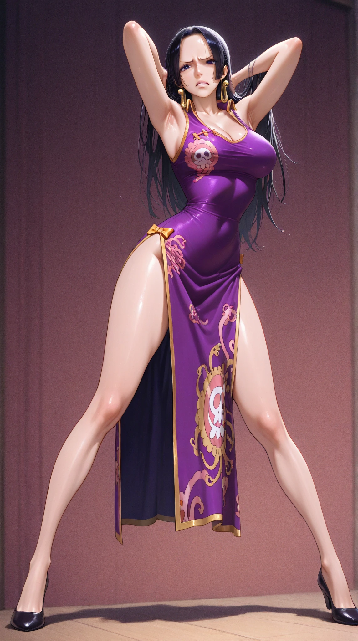 Dancer,Dance costumes,open waist,Dancing dress,full bodyesbian,Shocking,full bodyesbian,face to the viewer,brunette color hair,long whitr hair,Standing,The whole face is flushed,A patient expression,is shy,The barefoot
