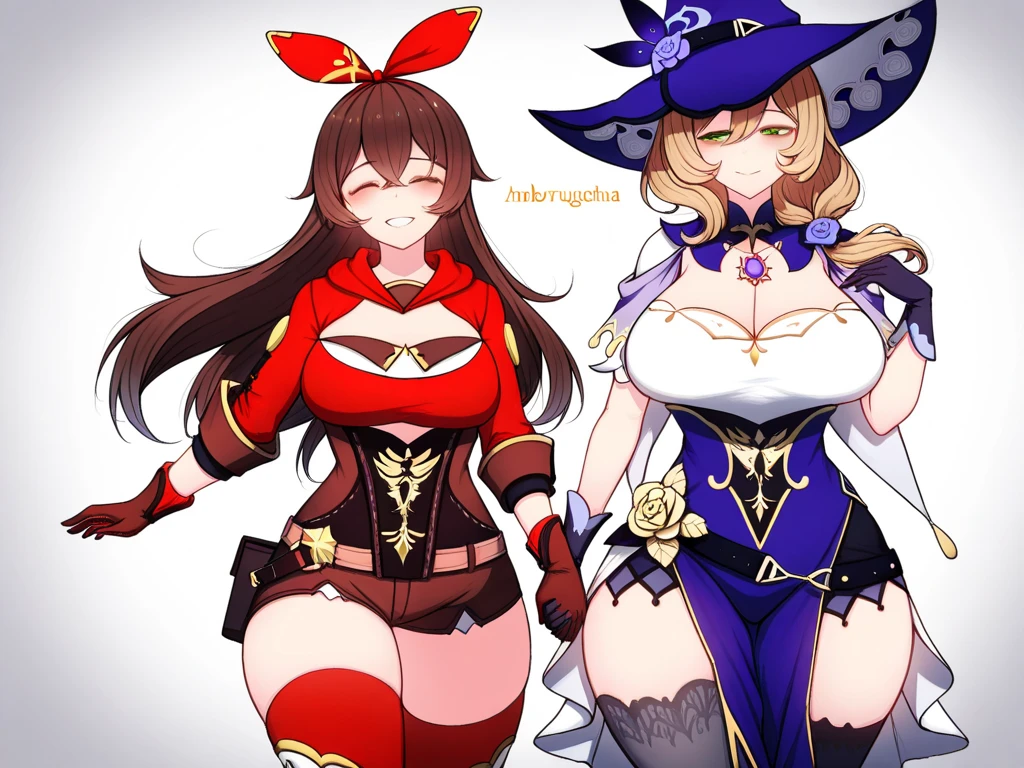 3 girls, variety of hairstyles, high fantasy costume, ((white background)), full body, multiple views, succubus, thong, shrug, leotard, cleavage, tie, hair over one eye, forehead, blunt bangs,