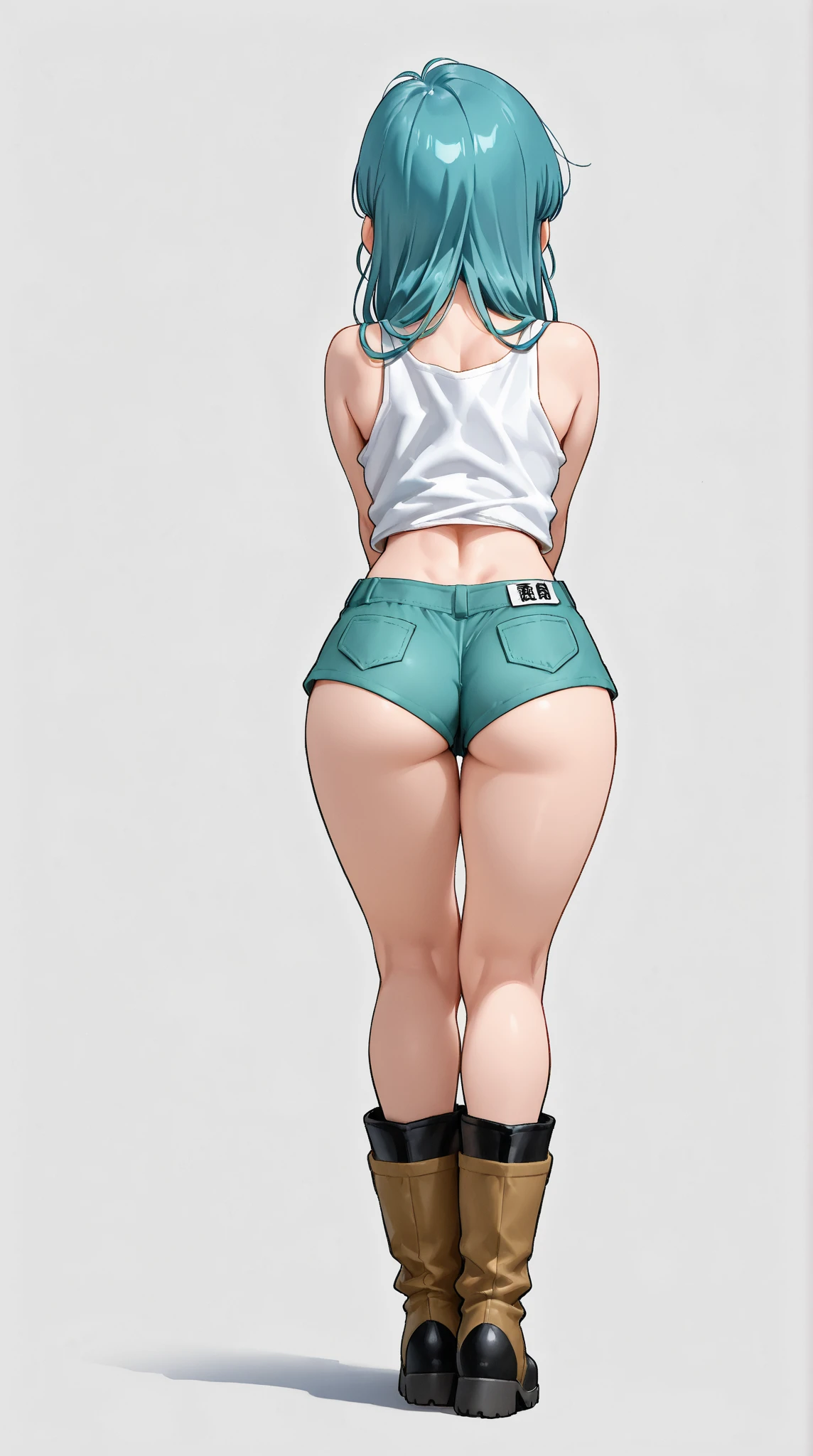 (melhor qualidade,alta resolução, obra-prima, propocoes perfeitas de corpo :1.5,back vision, fecha bunda,saliente,Seios enormes :1.5), leg separation,thigh abduction, olhando para o espectador, camelo, quadris muito gigantesco, cintura fina,Mother Dexter,Cabelo laranja,Avental branco,tight jeans,trending on pixiv,devianart,best angle, perfect hands perfect proportions 4 fingers and a thumb