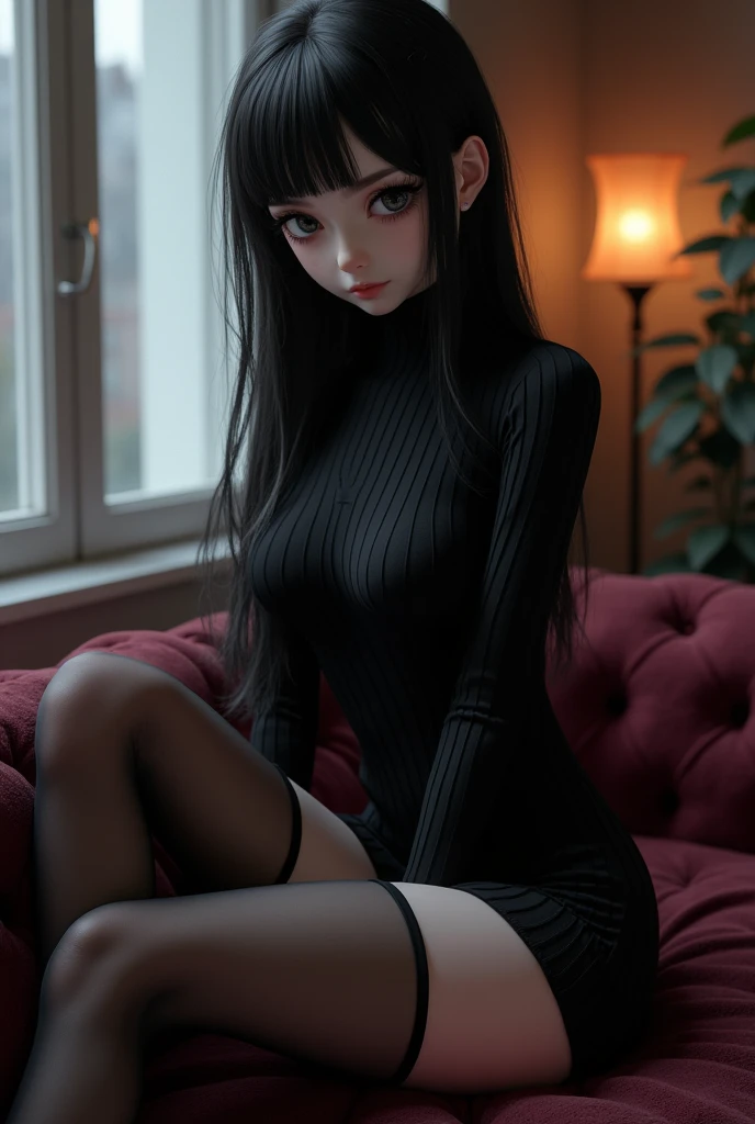 Anime black silk feet