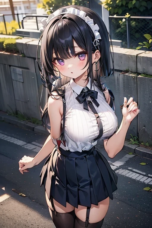 18-year-old female, Long Hair, RAW Photos, Bokeh (realism: 1.4, Realistic), High-definition CG integrated 8K wallpaper, One girl, ((The body is slim: 1)), (Big Breasts: 1), Back to viewers, ((Direct view from the front)), (high qualityスキン: 1.4), 8K Ultra HD, Digital SLR, Soft Light, high quality, Film Grain, Fujifilm XT3, ((See-through school uniforms, Short skirt,The open skirt is visible through:1.5)), ((Outdoor, at the park))) Janju