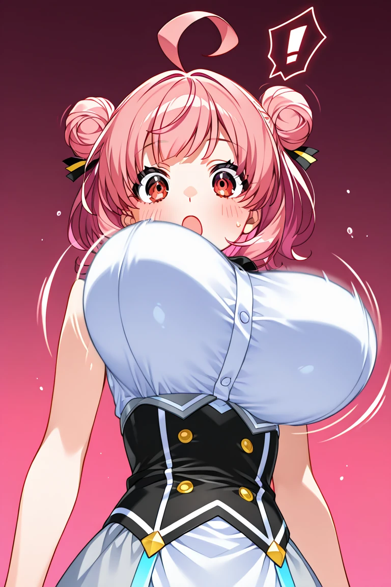 toga himiko,1girl,solo,Females in heat,blonde hair,yellow eyes,narrowed eyes,blunt bangs,open mouth,fangs,cardigan,long sleeves,neckerchief,red neckerchief,gigantic huge breasts,Used condoms in hand,looking at viewer,standing up,bed room