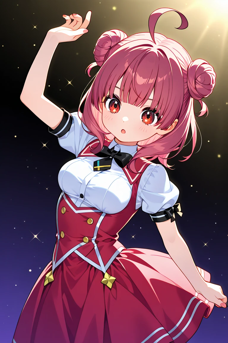 Pussy、Red flashy skirt、Dress like an idol、Leaning forward、Ahegao、Cross-eyed、Arima Kana、Leg spread、Pussy