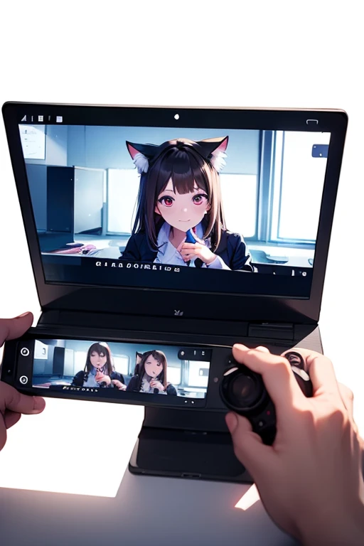 masterpiece, best quality,
<lora:steamdeck.sdxl.v2:0.45> steamdeck, (fontalsteam ), 
holding game console, pov, hand,
1girl, brown hair, blue eyes, short hair, classroom