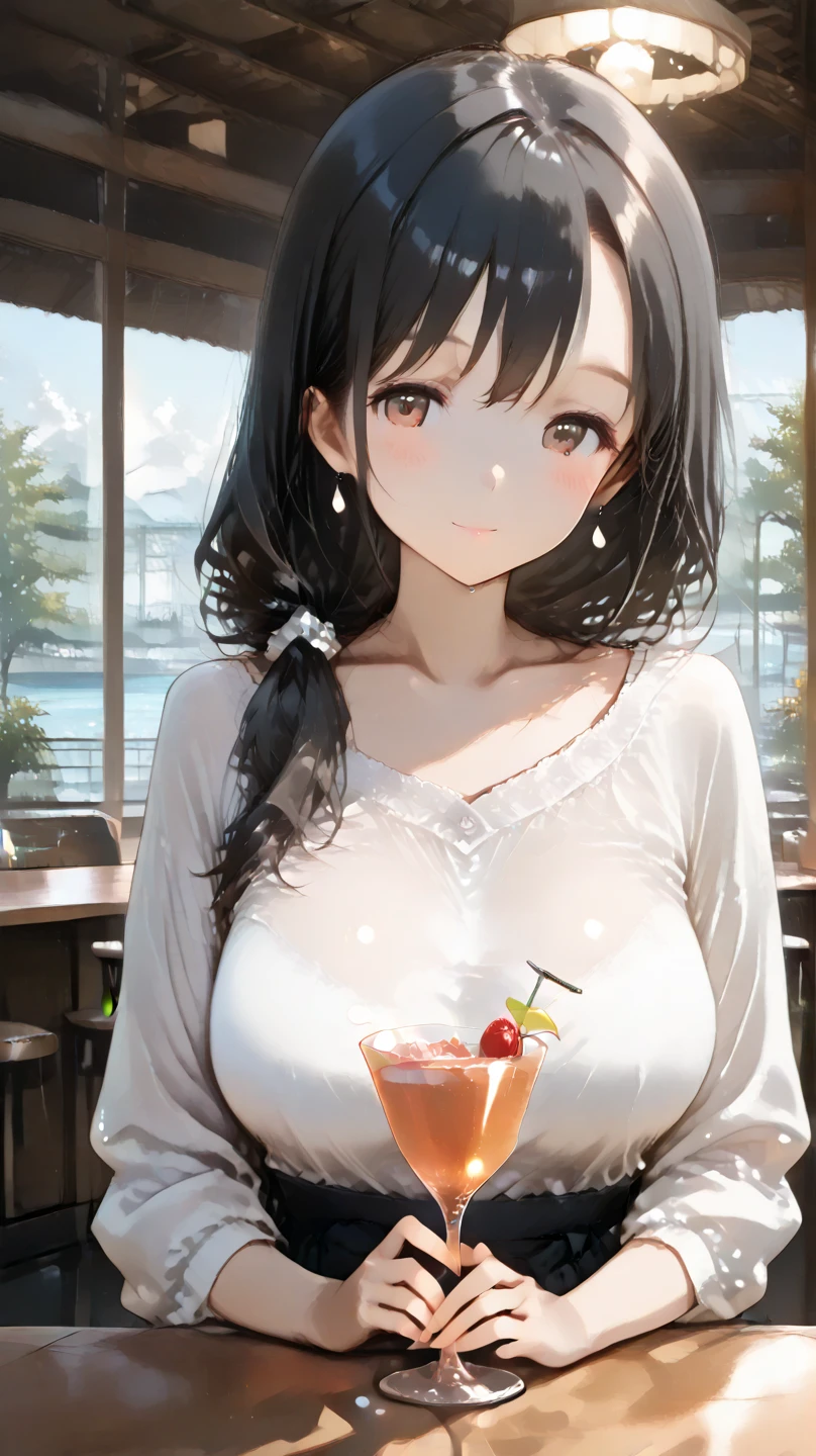 {Highest quality}, {so beautiful}, {Very detailed}, {Best illustrations}, Browsing Caution, Realistic, masterpiece, Highest quality, (Beautiful Eyes), 1 high school girl, Huge breasts, Sweat, night, Outdoor, Vibrant restaurant, Micro Bikini, ひものみのMicro Bikini, Grin, Wet Face, Wet body, ponytail, Earrings, White apron, Puff short sleeves, Small tray, Central opening, 、Camel Toe, Great tit, Nipple puffs, Cleavage, Plump, Super big breasts, Super big ass, squat, Spread your legs, oda non,