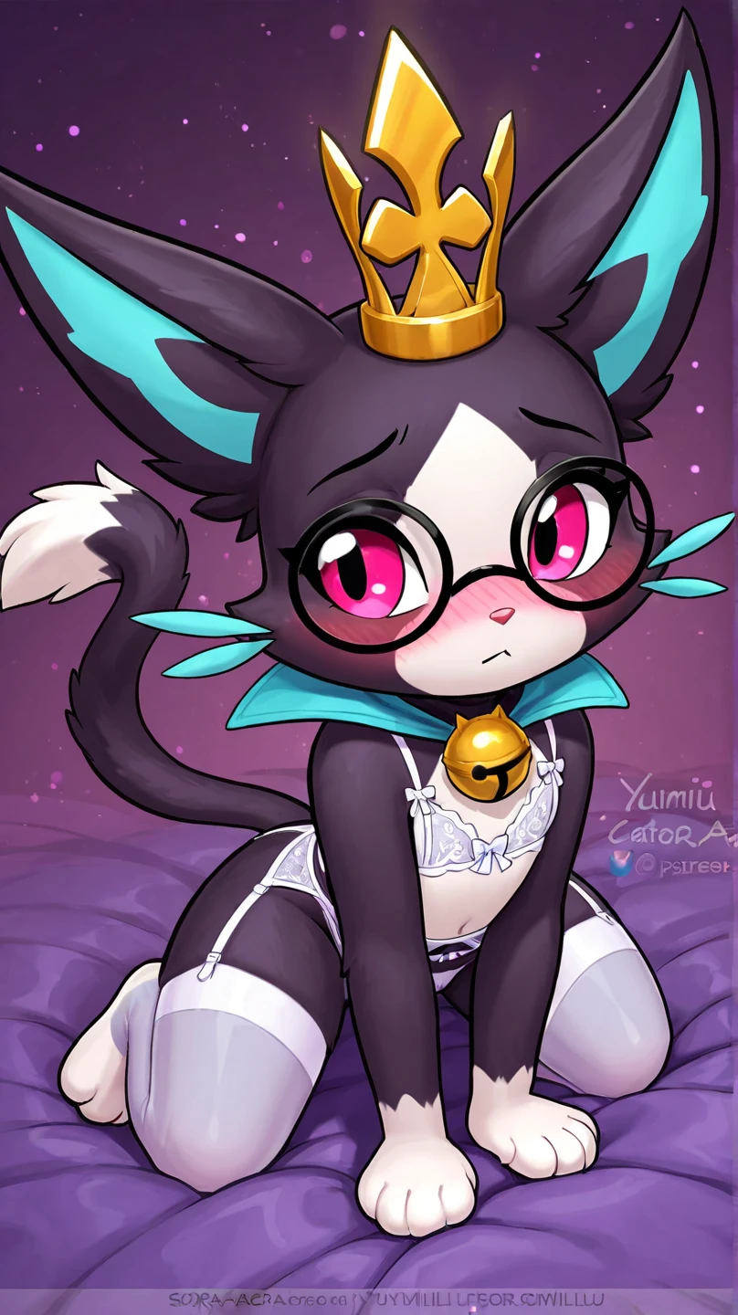score_9, score_8_up, score_7_up, score_6_up, score_5_up, score_4_up, BREAK, solo, <lora:necoarc-guy-PONY-v1:.95>, necoarc, lit pupils, cat ears, chibi, :3, abstract background, full body, raven \(dc\), cloak, leotard,