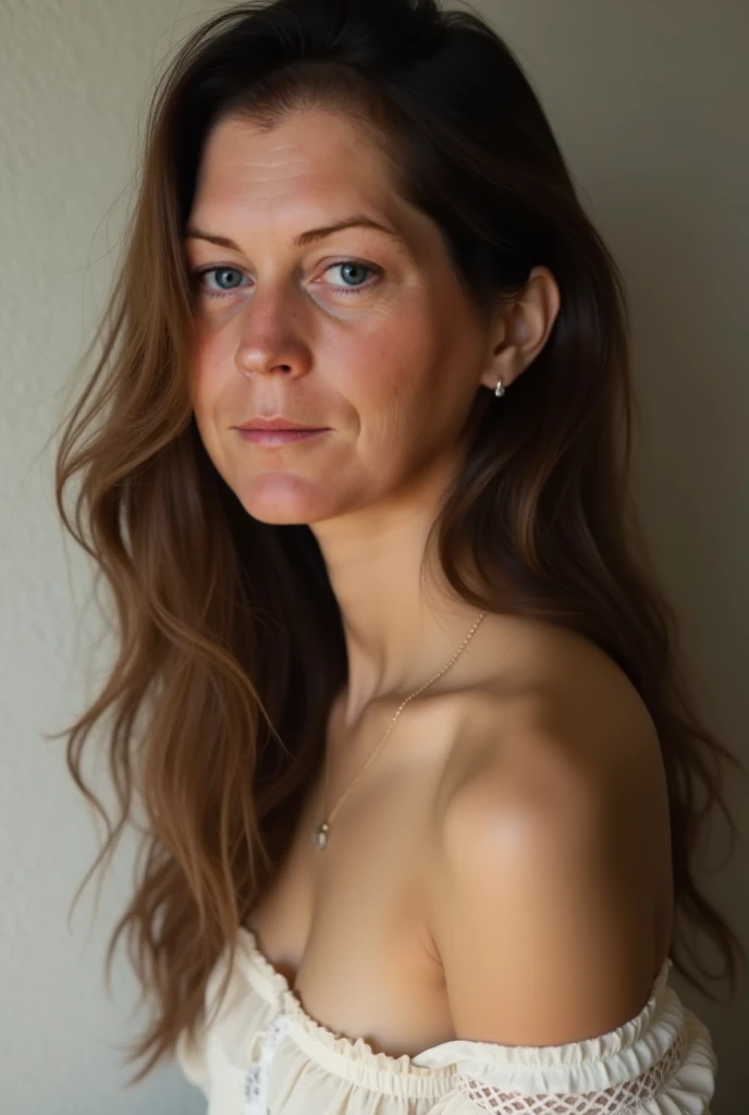 RAW photo,candid photograph, full body,photo of a rich,elegant,50yo woman,detailed skin,pubes,naked, looking at viewer,old body,white background,no background, candid pose,blue light, film grain, kodak color, instagram LUT