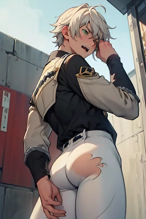 4K，8K,24-year-old boy, intellectual，Warm skin, gray eyes, adult-like face, head portrait,short hair, silver hair、face focus, adult, miniskirt pervert，Clothes with a small area of fabric(Almost never worn), Falling off，exposed，lots of sweat, highest quality, facial details/joy，Feels good，NSFW，masturbate,orgasm,ecstasy，Ahegao，blush,buttocks,thighs,Dirty shirt,overflowing semen,intense,gay,homo,delicate,youth,Lewd，bold composition，precise depiction,NFSW,R-18,))))intense，open your legs wide，shame，a large amount of mucus，Man and man，tatami,cruelty,Wet,penis、show off to people