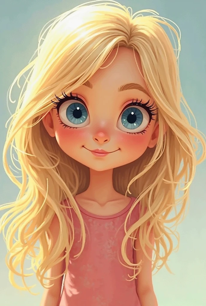 A 7 year old girl, with long wavy blonde hair, clear eyes, wearing a white t-shirt and denim shorts, white tennis shoes with red stripe, drawing style, in HDR