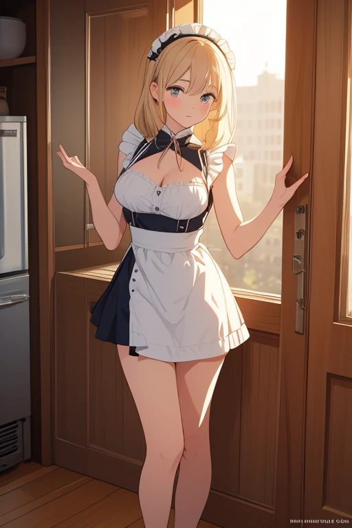 1girl, solo, masterpiece, best quality, large breasts, <lora:heartapronnew:0.8>, naked apron,