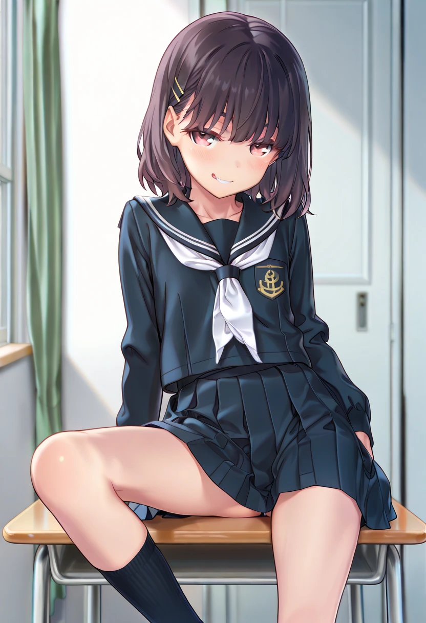 (Highest quality、Masterpiece、Very detailed、4K)、One Woman、Primary school students、Spread your legs、No underwear