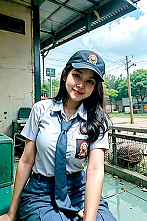 A beautiful Indonesian woman with natural beauty and big breasts is standing in a classroom. She has a wet body, as if she has been soaked in water. The scene is vibrant with vivid colors and bokeh effects. The woman has long dark hair and radiant skin. Her beautiful detailed eyes and lips enhance her overall attractiveness. She is wearing a student uniform, suggesting that she is a student. The lighting emphasizes her features and creates a captivating atmosphere. The artist focuses on capturing the woman's sensuality and the unique charm of the classroom environment. The artwork aims to depict the beauty of the Indonesian woman while exploring the aesthetics of wetness and moisture. Pubic hairs are depicted as part of the woman's natural beauty, adding to the overall realism and attention to detail. The artwork strives for the best quality, with high resolution (4k, 8k) and ultra-detailed rendering. It captures the woman's beauty in a realistic and photorealistic way. The color palette and lighting enhance the overall visual impact, creating a mesmerizing and engaging artwork.