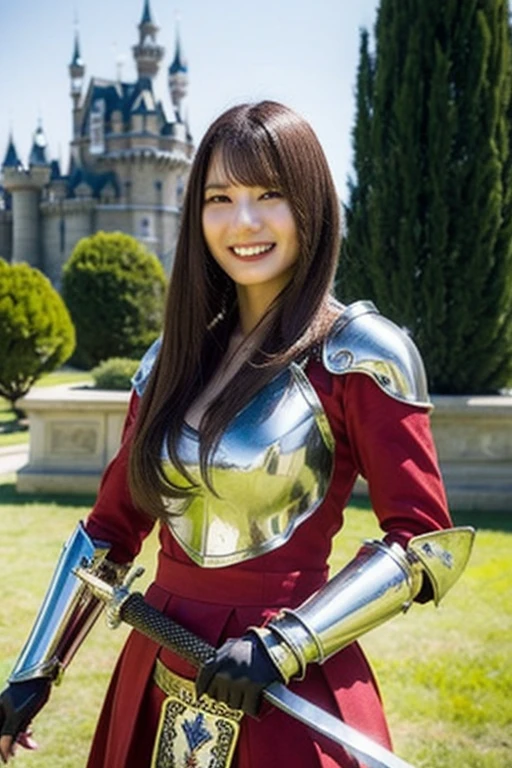 ((16K, Highest quality:1.2))、masterpiece,High resolution, (Skin Texture:1.1), Highest quality, 超High resolution, Perfect Face、(((attractiveアジア人モデル:1.0)))、(Realistic: 1.4), RAW Photos, (((Big Breasts)))、(((Large Breasts)))、((Cleavage))、Voluptuous body、(((Red and white armor)))、 Beautiful Knight, Perfect breasts, Perfect body, (((Ancient European Landscape))), (Highest quality, 4K, 8k, High resolution), Very detailed, (Realistic, Realistic, Realistic:1.37), Royal, attractive, Soft lighting、Nikon D850 film stock photos, F1.6 Lenses, Rich colors, (((The thighs are covered with iron armor....))) (((Iron bustier))), (((Large Breasts))), (((A large castle in the background)))、Knight's Sword、 (Ancient fantasy soldiers),(Ancient soldier armor),Combat Accessories,breastplate、(((Long skirt、Knee-high boots、garter belt)))、Big eyes、Perfect Eyes、Hair blowing in the wind、Staring at the camera