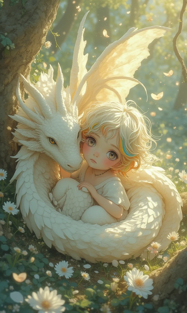 One lay with the dragon, author：Yang Jie, Anime fantasy illustration, guweiz, Artwork in the style of Guweiz, wlop 和 ross tran, guweiz on pixiv artstation, author：Chen Lin, wlop 和 sakimichan, Lovely and detailed digital art, Ross Tran 和 Bayard Wu