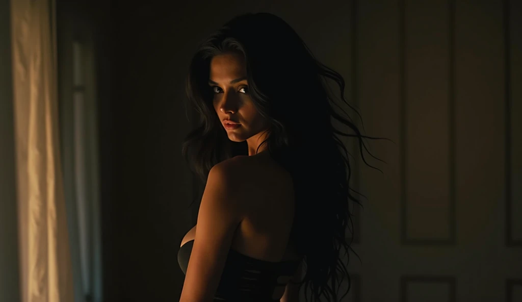 foto premiada de corpo inteiro de uma mulher jovem, pele negra, olhos negros, bokeh, retroiluminado, (cor marrom em detalhes: 1.1), BREAK atmosfera elegante, realista, detalhes intrincados, tom de pele verdadeiro, tema claro, fundo claro