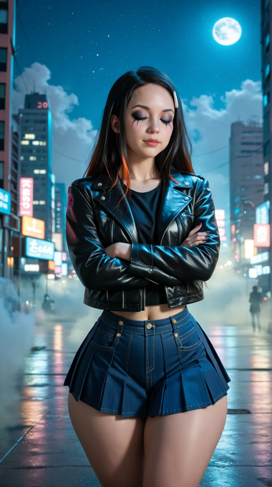 Selena Gomez, cabello rubio ondulado, usar gafas, usar una gorra, vistiendo una camiseta roja rota por la mitad y mostrando sus pechos NSFW, (miniskirt red plisada:1.4)( post city Tokio colors:1.4), NSFW, ,More detailed 8K.motor irreal:1.4,UHD,La mejor calidad:1.4, fotorrealista:1.4, textura de la piel:1.4, obra maestra:1.8,obra-prima, mejor calidad,objeto Objeto], (detailed face features:1.3), manos detailed  ,(Selena Gomez:1.4) ,(colors cyberpunk:1.4),fondo azul agua, (sexy vestuario:1.4) ,Uniforme colegiala sexy  ,