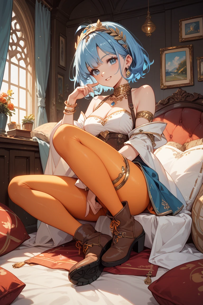 Blue Jersey、anime、Sitting with legs crossed、Panty shot