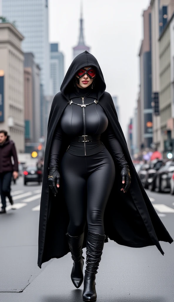 Black Hood a young girl with pink hair is already grown up and pregnant and lives in a mega apartment