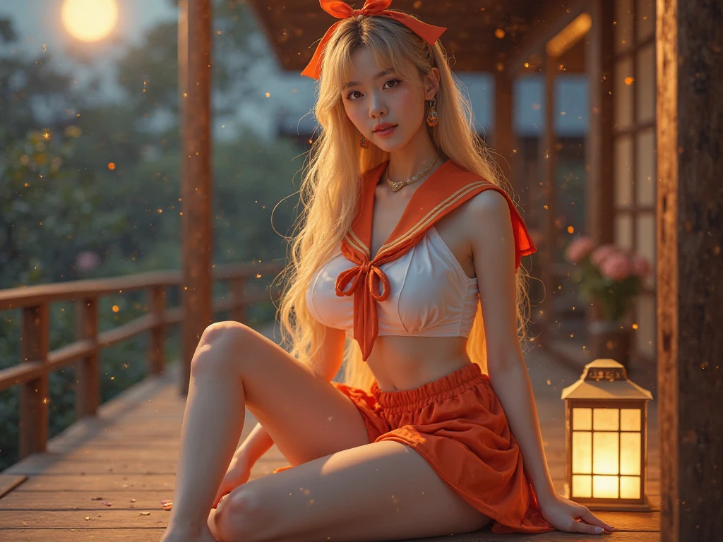 ((Best Quality, 8K, Masterpiece: 1.3)), 1girl, Fox-looking Slim with 9 syrups and with a burning golden on a dark night with a Japanese city with ambient lights and a gloomy lighting focus on the girl and with lus and shadow effects caused by the illuminated aura.