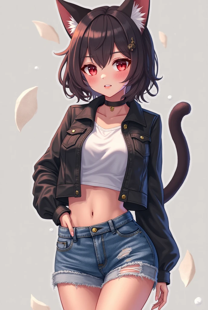 1girl, solo, long hair, breasts, looking at viewer, smile, simple background, brown hair, black hair, gloves, white background, navel, jewelry, medium breasts, very long hair, standing, jacket, tail, full body, boots, horns, black gloves, midriff, belt, pants, dark skin, fingerless gloves, collar, dark-skinned female, sparkle, muscular, black pants, abs, spikes, hands on hips, muscular female,
, (Chibi), Lolita, (Chibi) Cute girl,4 year old, silver hair, twintails,(simple background), huge breasts, huge breasts