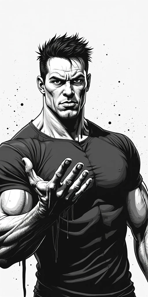 coloring book page, thick black line drawing, 2-D, no shading, hight contrast black and white, nude torso, jock strap, locker room scene, nsfw, handsome, posing, in the style of tom of finland