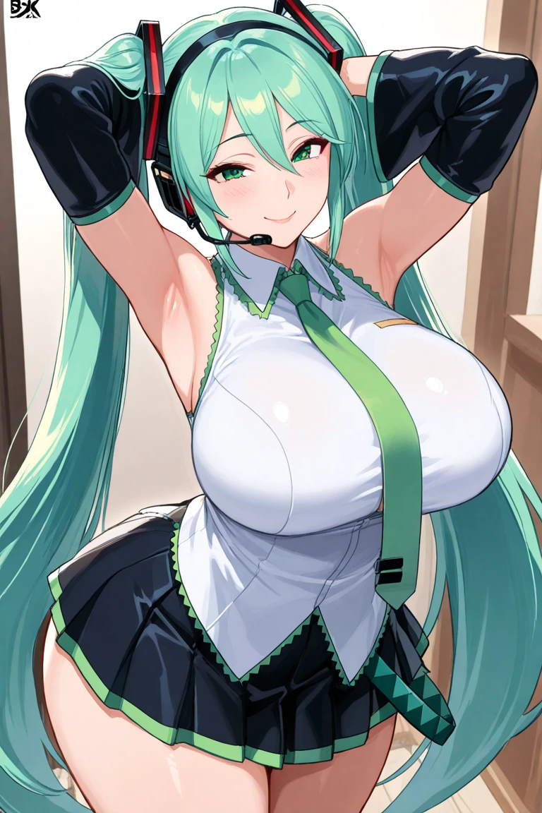 Hatsune Miku, large full breasts、A slight smile、owtech, top-quality,