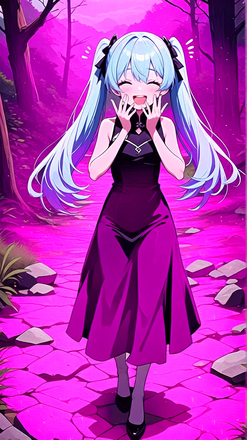 score_9, score_8_up, score_7_up, 1girl, solo, rating_explicit,Wonderfulprecure,Glowing body,Kaguya Madoka,large breasts, purple hair, long hair, red bow, hair bow, blunt bangs, open mouth,outdoors,park,night,looking at viewer,Closed eyes, face of pain, (It hurts a lot 1.7),Defeated,bound,restrained,pink tentacles ,too many tentacles, tentacles,bound by tentacles, bound neck by tentacles,midair,cowboy shot