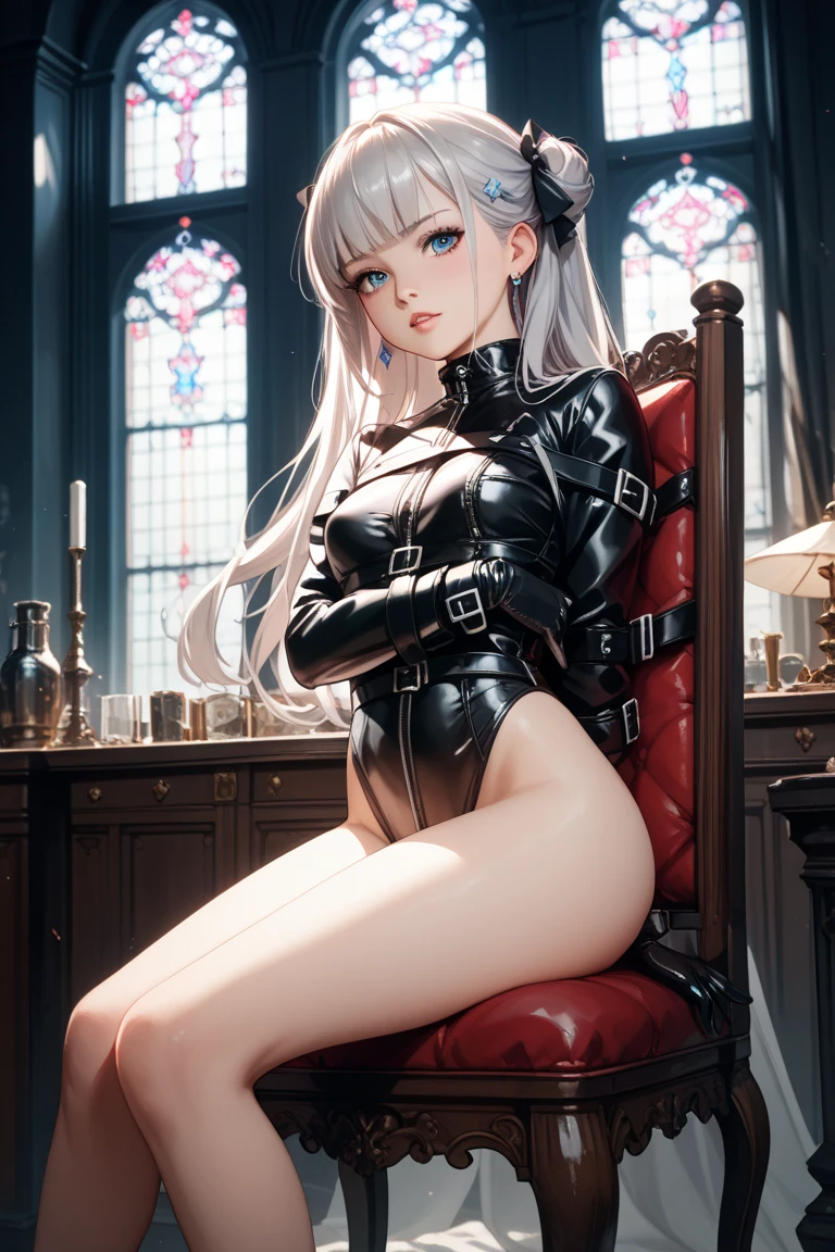 Emeraldas, skull_and_Crossbones,One person,alone,Tavern , Long Gun,Exposing the legs