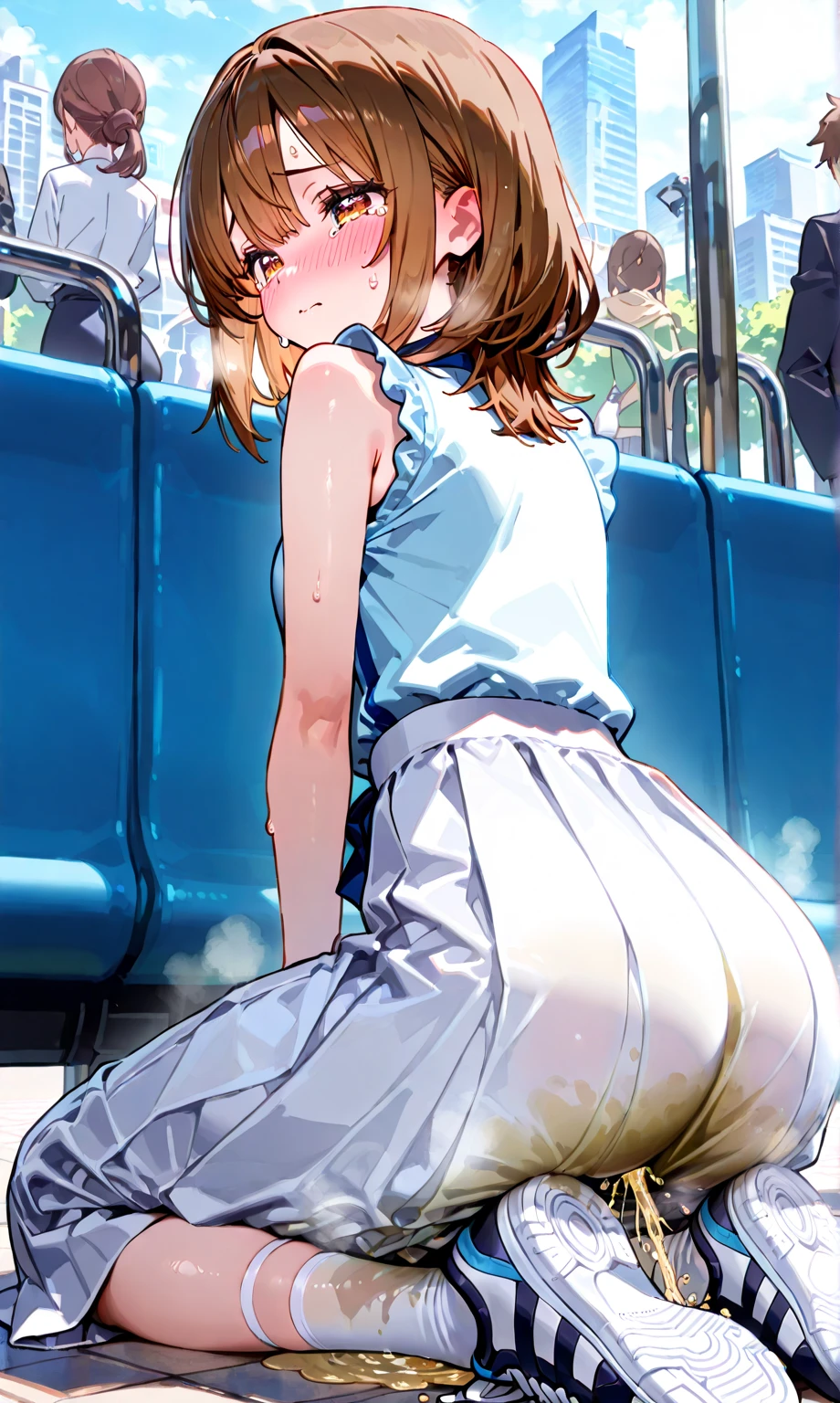 masterpiece, highest quality, High resolution , Beautiful and beautiful eyes, half 近いd eyes, mini skirt, Pleated skirt, orgasm face, A seductive smile、Inside the train、ass pov, Cowboy Shot, Showing panties, Show off her ass, Looking down, Close-up shot, Huge breasts, Thick thighs, Stick your butt out, Big Hips, Low Angle, Huge Ass, My butt is too big to fit into the skirt, Proud face, Misaka Mikoto., Looking at the audience, From behind, From below, Looking down, Spread your legsしゃがむ, Grab your ass, Please put your hands on your buttocks, Striped panties, Spread your legs,Obscene open legs、The images shown were generated with Stable Diffusion ° ✧ (*´ `*) ✧ °
The prompts are as follows. You may have to generate several images at once to get your favorite.Another man touches my crotch