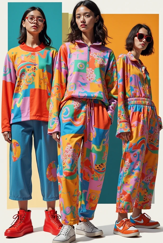 design 3d sexy comfortable house clothes with vibrant stoner colors for african american women. the logo on the clothes a anti-gravity bong character with indica floating inside. design matching socks and slippers