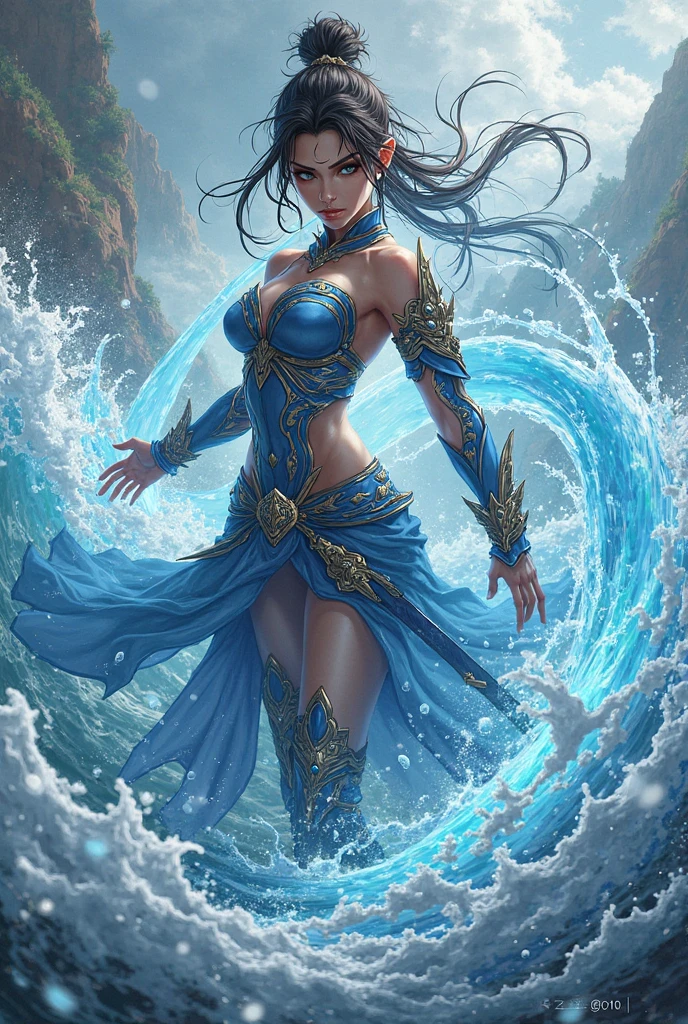 （full body picture，full body display），((Waterfall in the forest，A woman wearing a flowing white gauze skirt，water goddess，There is a pair of water wings behind him，whole body xianxia，from below，Rich scene details，Water mist，flying water splash，Blue sky))，(25 years old，Excited expression，Open your mouth，sexy，enjoy，raised nipples),((anatomically correct，8k, super detail, UHD, masterpiece, super detail, high details, high quality, award winning, best quality, highres, 1080P, HD, 4K, 8k, ccurate))