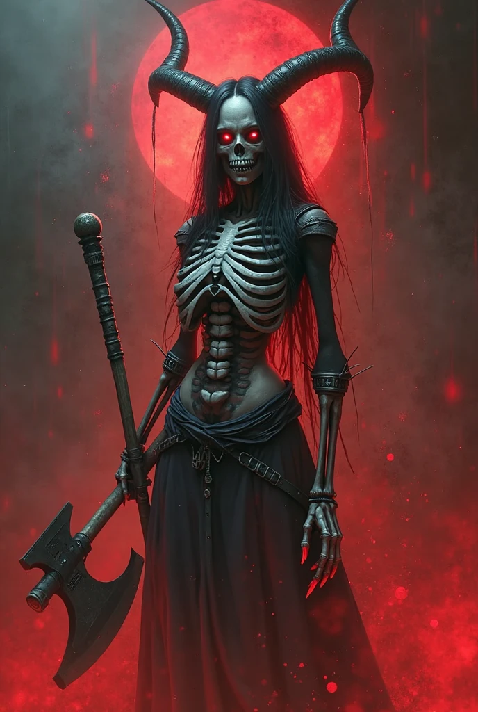 Perfect impure sexy horrific seductive terrific dead girl, skeleton face, beautiful detailed curved lips, dark skull makeup, long detailed messy hair,