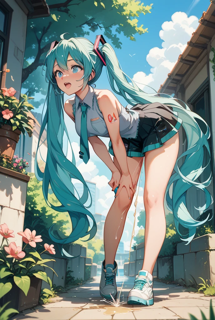 、Kindergarteners、、6 years old、&#39;s 、alone,nature,null, cloud,hatsune miku,hatsune miku, suspender skirt,puffy short sleeves,open your legs,cute patterned panties,I can see through my clothes,high socks,big ass,Rear view,leaning forward,Shooting low-angle subjects from below、butt crack、Shot from directly below the buttocks,Don&#39;don&#39;t make eye contact,please don&#39;t show your face
