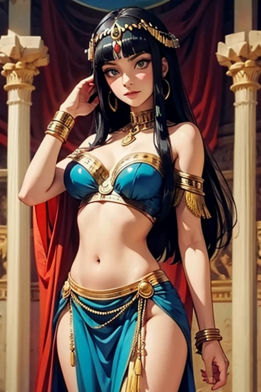 Top quality masterpiece, woman, apsara, (graceful figure), perfect face, ancient Khmer costume, sexy, fascinating, bare chest, ancient Khmer stone castle, spy, 12 pairs of hands in mythical god pose, supernatural fantasy, low angle shot, gloomy atmosphere, slight fog, shimmering background