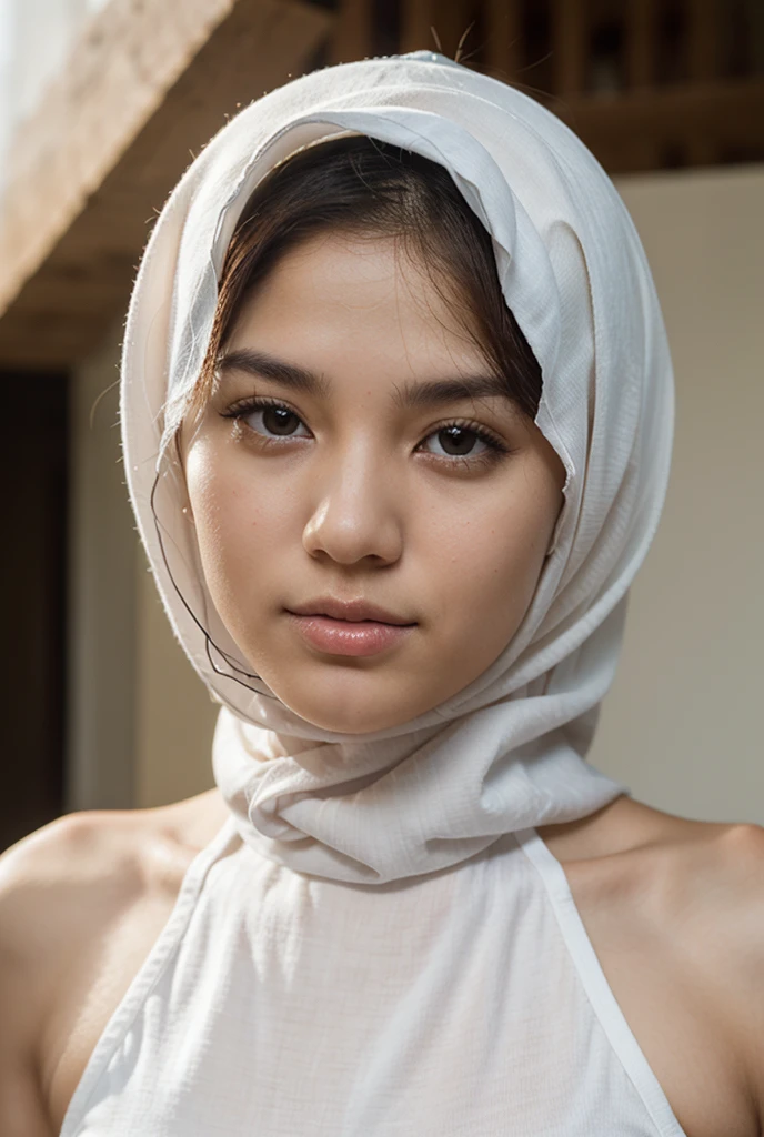 Very Thin body (Wearing Strapless Lingerie), (((HIJAB MALAY GIRL))), masutepiece, High quality, UHD 32K, Realistic face, Realistic skin feeling , A Malay Lady, 8 years old, , Very cute and baby-like face, (((FLAT CHEST))), (MATRIX WORLD), ((look In front at the camera and SADNESS)), ((())), (((CUTE GIRL))), ((BROWN LIPS)), ((BROWN)), (undress). WEAR BRA LINGERIE, green, red, yellow, lace